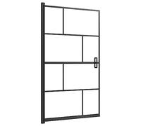 vidaXL Mampara de ducha Puerta cabina baño ESG Negro 80x140 cm Apertura central Seguridad moderna