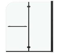 vidaXL Mampara de Ducha Plegable 2 Paneles Puerta Cabina Baño Cerramiento Partición Cubículo Apertura Central Cristal Seguridad ESG Negro 120x140 cm