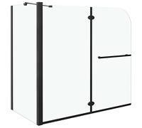 vidaXL Mampara de Ducha de Plegado Doble Accesible Templado Frontales Puerta Fijo Cabina Baño Angular Partición Cubículo Apertura Central ESG Negro