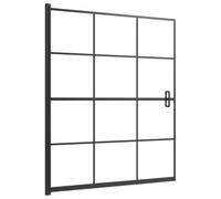 vidaXL Mampara de Ducha Puerta Cabina Baño Pared Cerramiento Cubículo Partición Apertura Central Seguridad Moderno ESG Negro 116x140 cm