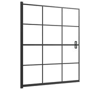 vidaXL Mampara de Ducha Puerta Cabina Baño Pared Cerramiento Cubículo Partición Apertura Central Seguridad Moderno ESG Negro 116x140 cm