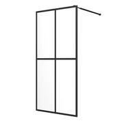 vidaXL Mampara para el Plato de Ducha Accesible Cabina de Cuarto de Baño de Vidrio Templado Negra 100x195 cm