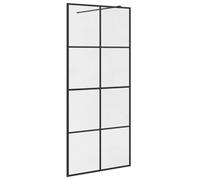 vidaXL Mampara Ducha Accesible Puerta Cabina Cuarto de Baño Cerramiento Cubículo Partición Seguridad Vidrio ESG Transparente Negro 90x195 cm