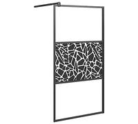 vidaXL Mampara Ducha Baño Cuarto Accesorios Corredor Tocador Entrada Aseo Armario Decoración Bañera Vidrio Esmerilado Diseño Piedras Negro