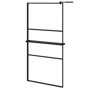 vidaXL Mampara Ducha con Estante Vidrio ESG y Aluminio Negro 100x195cm