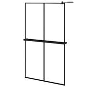 vidaXL Mampara Ducha con Estante Vidrio ESG y Aluminio Negro 118x190cm