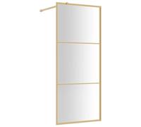 vidaXL Mampara Puerta de Ducha Vidrio Transparente ESG Dorado 90x195cm
