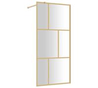 vidaXL Mampara Puerta de Ducha Vidrio Transparente ESG Dorado 90x195cm
