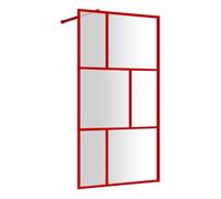 vidaXL Mampara Puerta de Ducha Vidrio Transparente ESG Rojo 115x195 cm