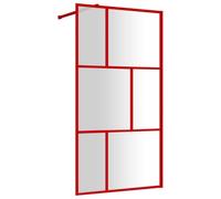 vidaXL Mampara Puerta de Ducha Vidrio Transparente ESG Rojo 115x195 cm