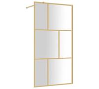 vidaXL Mampara Puerta Ducha Vidrio Transparente ESG Dorado 100x195 cm