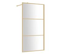 vidaXL Mampara Puerta de Ducha, Pantalla Ajustable con Esquinas de Seguridad, Cubículo Accesible, Partición de Baño, Vidrio Transparente ESG Dorado
