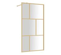 vidaXL Mampara de ducha con puerta de vidrio transparente ESG Dorado 115x195 cm