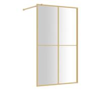 vidaXL Mampara puerta ducha vidrio transparente ESG dorado 118x195 cm