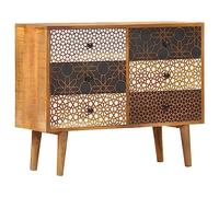 vidaXL Mango Aparador Comedor Buffet 6 Cajones Estampados Madera Maciza Estilo Vintage Retro Mueble Bufé Decorado Salón Cocina Armario Auxiliar Bufet