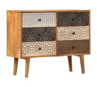 vidaXL Mango Aparador Comedor Buffet 6 Cajones Estampados Madera Maciza Estilo Vintage Retro Mueble Bufé Decorado Salón Cocina Armario Auxiliar Bufet
