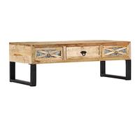 vidaXL Mango Mesa Centro Madera Maciza Acero Galvanizado Industrial Vintage Retro Rústica Rectangular Mesita Auxiliar Baja Sofá Salón Marrón Negro