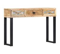 vidaXL Mango Mesa Entrada Consola Recibidor Madera Acero Galvanizado Mesita Auxiliar 3 Cajones Pasillo Vestíbulo Comedor Teléfono Llaves Mueble Bufé