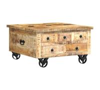 Mesa De Centro De Madera De Mango Rugosa 70x70x40 Cm Vidaxl