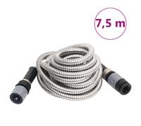 vidaXL Manguera de Jardín, Manguera Flexible con Pulverizador, Tubo de Agua para Riego Limpieza , Acero Inoxidable Plateado 14 mm 7,5 m