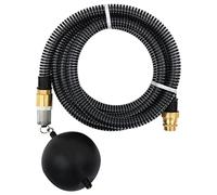 vidaXL Manguera de Succión, Manguera con Flotador Conectores de Latón, Manguera de Aspiración, Herramienta para Filtro de Agua, PVC Negro 29 mm 15 m