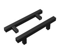 vidaXL Manija de armario 2 pcs Negro 150 x 12,3 x 35,2 mm, Manejador moderno y duradero para gabinetes, fácil de instalar, agarre ergonómico, transforma tu cocina