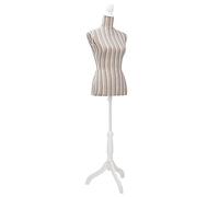 vidaXL Maniquí de busto femenino Figura modista Lino marrón y negro