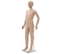 vidaXL Maniquí Niño Cuerpo Completo Beige 140 cm Vidrio Muñeco Modelo de Ropa