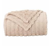 vidaXL Manta Beige 240 x 220 cm Lana, Manta de Forro Polar, Ligera y portátil, Suave, Accesorio cómodo para tu hogar, Ideal para Decorar