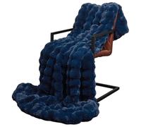 vidaXL Manta de Piel de Conejo Sintética Azul Marino 130 x 150 cm