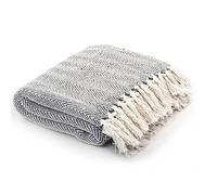 vidaXL Manta en Espiguilla, Mantita Suave al Tacto, Manta Decorativa de Sofá, Manta para Silla Reposabrazos Cama, Algodón Gris 125x150 cm