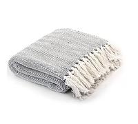 vidaXL Manta en Espiguilla, Mantita Suave al Tacto, Manta Decorativa de Sofá, Manta para Silla Reposabrazos Cama, Algodón Gris 160x210 cm