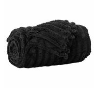 vidaXL Manta Negro 270 x 240 cm Lana, Manta cómoda, de Felpa Ligera, fácil de Llevar, Decorativa para Sala y Dormitorio, Confort