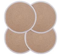 vidaXL Manteles de Yute 4 pcs Natural y Blanco Ø 30 cm 100% Yute tosas, Un Estilo único para la Mesa, Decoraciones de Pasto Marino, Accesorios geniales, vajilla ecológica, Acentos de Interiores