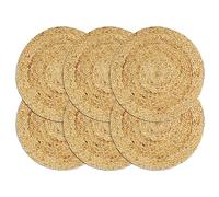 vidaXL 6X Manteles Individuales Lisos Redondos de Yute Mantelería Ropa de Casa Cocina Suaves al Tacto Cómodos Piezas Únicas Prácticas Natural 38cm