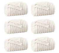 vidaXL Mantitas de Sofá 6 pcs Crema 270 x 240 cm Lana, Manta cómoda, de Felpa Ligera, fácil de Llevar, Decorativa para Sala y Dormitorio, Confort