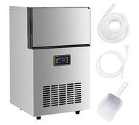 vidaXL Máquina de Hacer Cubitos de Hielo, Fabricador de Hielo Automático para Restaurante Hotel Oficina, Estilo Moderno, Plateado 45kg/24h