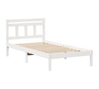 vidaXL Marco de Cama Blanco de, Hecho de Pino sólido, Mide 90 x 200 cm. Tiene un diseño Elegante y Compacto, Ideal para Dormir. Viene con Compartimentos Integrados y Soporte Ajustable. No Necesita so