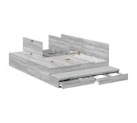vidaXL Marco de Cama con Almacenamiento Gris Sonoma 150X200 cm Madera Elaborada Amplios Cajones Diseño Minimalista Fácil Montaje Muebles de Dormitorio Modernos Solución Duradera Elegante
