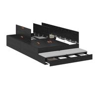 vidaXL Marco de Cama con Almacenamiento Roble Negro 120X200 cm Madera Amplios Cajones Diseño Moderno Fácil Montaje Muebles de Dormitorio Interior Estiloso Adulto Compacto Durable