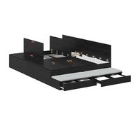 vidaXL Marco de Cama con Almacenamiento Roble Negro 150X200 cm Madera Sólida Amplios Cajones Diseño Moderno Fácil Montaje Muebles para Interior Dormitorio Adulto Texturizado Perfil Elegante Cajón
