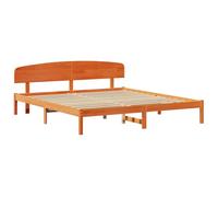 vidaXL Marco de Cama con Cabecera 200X200 cm Madera Maciza de Pino Moderno Plataforma No Se Necesita Base Fuerte y Duradero Amplio Espacio de Almacenamiento para Muebles de Dormitorio. Marrón Encera
