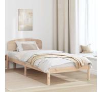 vidaXL Marco de Cama con Cabecera 75X190 cm Madera Maciza de Pino Plataforma para Adultos Sin Necesidad de Somier Diseño Duradero Almacenamiento Bajo la Cama Minimalista Compacto Individual Natural