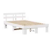 vidaXL Marco de Cama con Cabecera Blanca 120x190 cm Madera Maciza de Pino