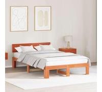 vidaXL Marco de Cama con Cabecera Marrón Encerado 120X190 cm Madera Maciza de Pino Elegante y Funcional Individual Amplio Almacenamiento No Necesitas Base Plataforma Rústico Duradero Interior Adulto