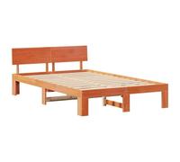 vidaXL Marco de Cama con Cabecera Marrón Encerado 140X190 cm Madera Sólida de Pino para Dormitorio Estilo Minimalista Duradero y Elegante Solución de Sueño Plataforma 140 Almacenamiento Bajo Cama In