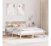 vidaXL Marco de Cama con Cabecero 150X200 cm Madera de Pino para Dormitorio Diseño Minimalista Duradero Montaje Fácil No Necesita Base de Muelles Marrón Plataforma Cama Queen Adulto Moderno