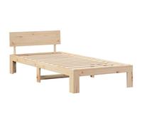 vidaXL Marco de Cama con cabecero 75X190 cm Madera Maciza de Pino Solución de Almacenamiento Duradera para Adultos Estilo Moderno Elegante Muebles de Dormitorio para Interiores Diseño de Plataforma p