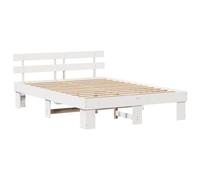 vidaXL Marco de Cama con Cabecero Blanco 140x200 cm Madera Sólida de Pino