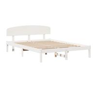 vidaXL Marco de Cama con cabecero Blanco 150x200 cm de Madera Maciza de Pino
